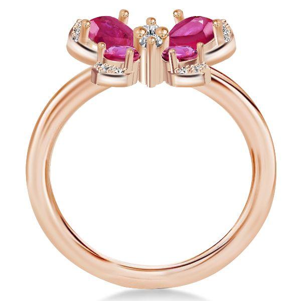 Pear Cut Rose Gold Butterfly Engagement Ring - 18K Rose Gold Plated Sterling Silver