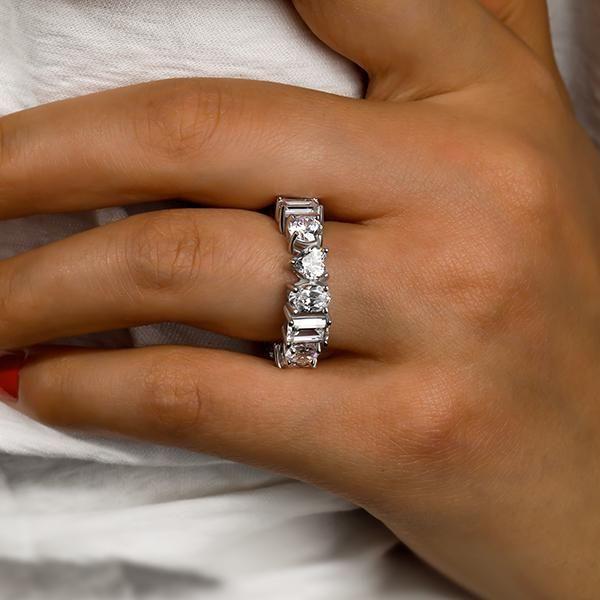 Eternity White Sapphire Wedding Band - 925 Sterling Silver Affordable Ring