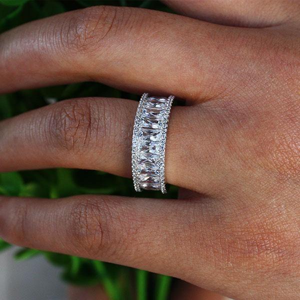 Eternity Created White Sapphire Wedding Band in 925 Sterling Silver