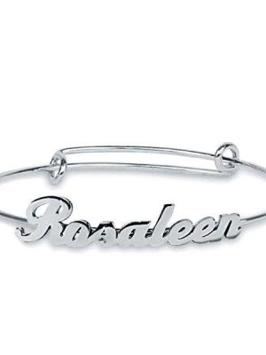 Sterling Silver Name Bangle Bracelet - Personalized Jewelry