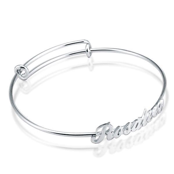 Sterling Silver Name Bangle Bracelet - Personalized Jewelry