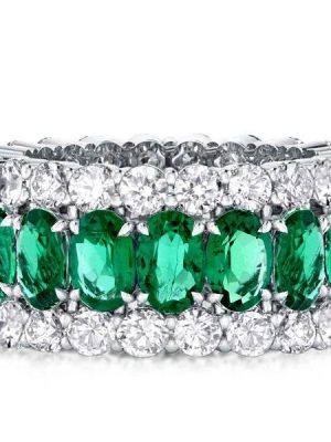 Eternity Green Simulated Diamond Wedding Band - Sterling Silver