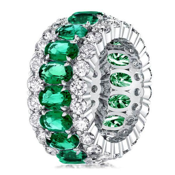 Eternity Green Simulated Diamond Wedding Band - Sterling Silver