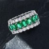 Eternity Green Simulated Diamond Wedding Band - Sterling Silver