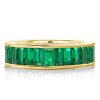 18K Gold Plated Sterling Silver Emerald Cut Eternity Wedding Band for Women