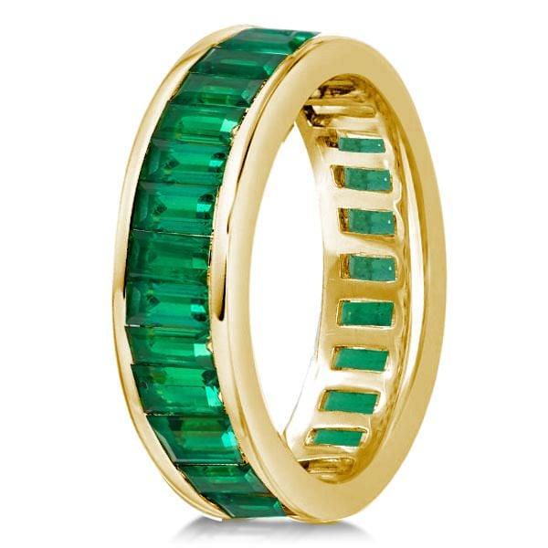 18K Gold Plated Sterling Silver Emerald Cut Eternity Wedding Band for Women