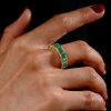 18K Gold Plated Sterling Silver Emerald Cut Eternity Wedding Band for Women
