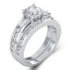 Classic Created White Sapphire Bridal Set - Sterling Silver Wedding Ring Set