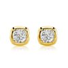 Golden Cushion Cut White Sapphire Stud Earrings - 18K Gold Plated Sterling Silver