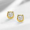 Golden Cushion Cut White Sapphire Stud Earrings - 18K Gold Plated Sterling Silver