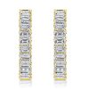 Emerald Cut Inside-Out Hoop Earrings - 18K Gold Plated Sterling Silver, 21 CT TW