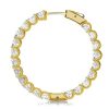 Emerald Cut Inside-Out Hoop Earrings - 18K Gold Plated Sterling Silver, 21 CT TW
