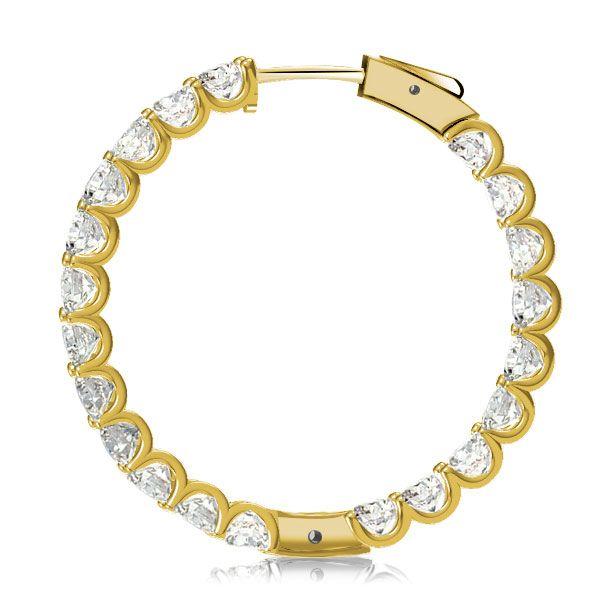 Emerald Cut Inside-Out Hoop Earrings - 18K Gold Plated Sterling Silver, 21 CT TW