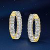 Emerald Cut Inside-Out Hoop Earrings - 18K Gold Plated Sterling Silver, 21 CT TW