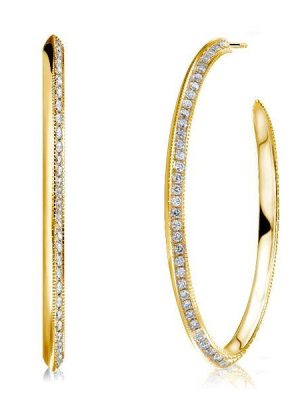 18K Gold Plated Sterling Silver Round Cut Hoop Earrings for Women
