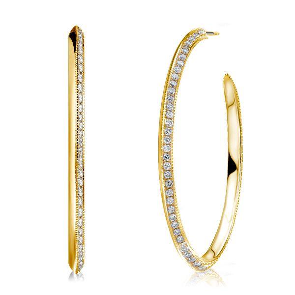 18K Gold Plated Sterling Silver Round Cut Hoop Earrings for Women
