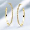 18K Gold Plated Sterling Silver Round Cut Hoop Earrings for Women
