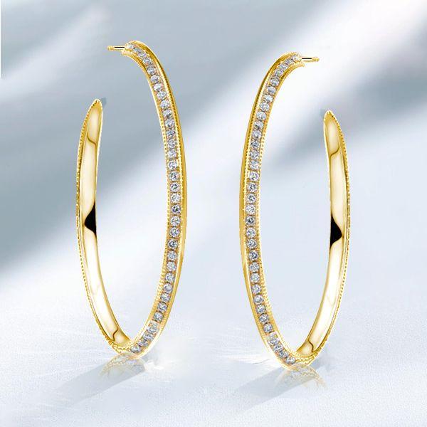 18K Gold Plated Sterling Silver Round Cut Hoop Earrings for Women