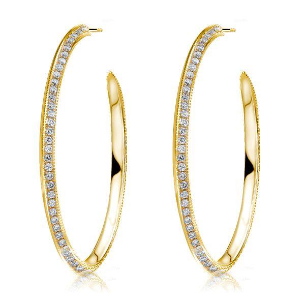 18K Gold Plated Sterling Silver Round Cut Hoop Earrings for Women