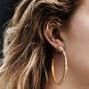 18K Gold Plated Sterling Silver Round Cut Hoop Earrings for Women