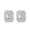 Halo Emerald Stud Earrings - 925 Sterling Silver, 1.00 CT Emerald