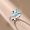 Cushion Cut Aquamarine Ring - 925 Sterling Silver - Women's Jewelry