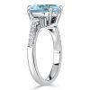 Cushion Cut Aquamarine Ring - 925 Sterling Silver - Women's Jewelry