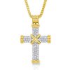 Sterling Silver Cross Necklace for Women - Round Cut, Gold or Silver