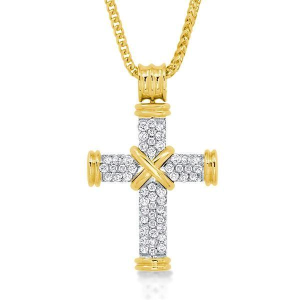 Sterling Silver Cross Necklace for Women - Round Cut, Gold or Silver
