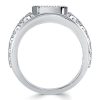 Asscher Cut Blue Sapphire Cocktail Ring in Rhodium Plated 925 Sterling Silver