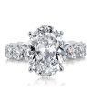 Oval Created White Sapphire Engagement Ring for Women - 925 Sterling Silver Eternity Band
