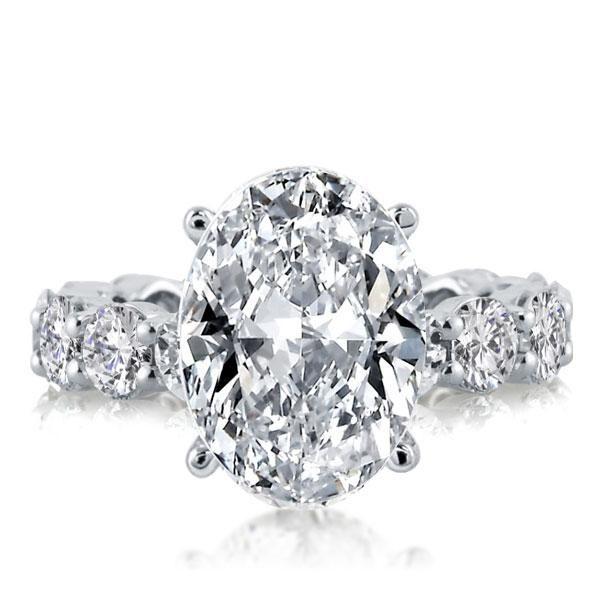 Oval Created White Sapphire Engagement Ring for Women - 925 Sterling Silver Eternity Band