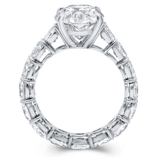 Oval Created White Sapphire Engagement Ring for Women - 925 Sterling Silver Eternity Band