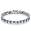 Blue Topaz Pear Shaped Tennis Bracelet - Sterling Silver (6-9 Inch)