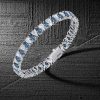 Blue Topaz Pear Shaped Tennis Bracelet - Sterling Silver (6-9 Inch)