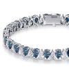 Blue Topaz Pear Shaped Tennis Bracelet - Sterling Silver (6-9 Inch)