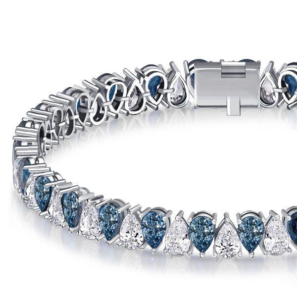 Blue Topaz Pear Shaped Tennis Bracelet - Sterling Silver (6-9 Inch)