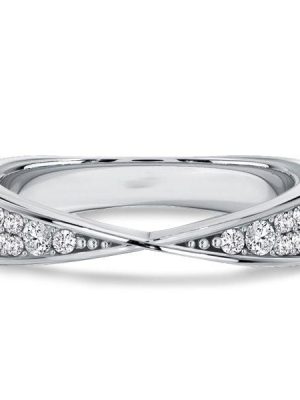 Sterling Silver Twisted Round Cut White Sapphire Crossover Wedding Band