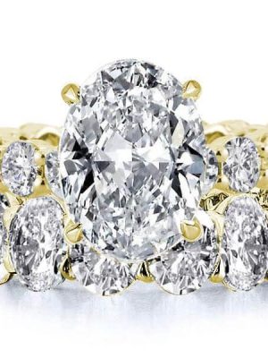 18K Gold Plated Sterling Silver Engagement & Wedding Band Set - 3.85 CT. TW.