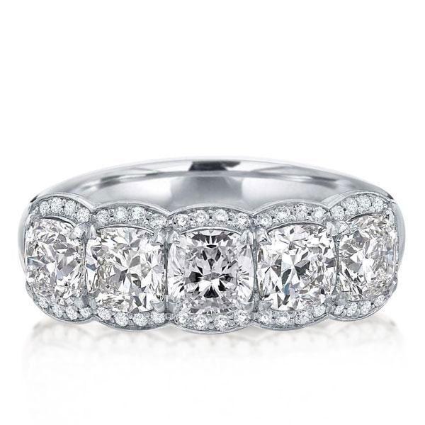 Halo Cushion Cut White Sapphire Sterling Silver Wedding Band