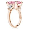 Sterling Silver Three Stone Engagement Ring with Pink Center Stone
