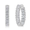 Emerald Cut Hoop Earrings for Women - Sterling Silver (925) - 21 CT. TW.