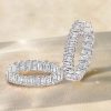 Emerald Cut Hoop Earrings for Women - Sterling Silver (925) - 21 CT. TW.
