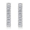 Emerald Cut Hoop Earrings for Women - Sterling Silver (925) - 21 CT. TW.