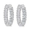 Emerald Cut Hoop Earrings for Women - Sterling Silver (925) - 21 CT. TW.