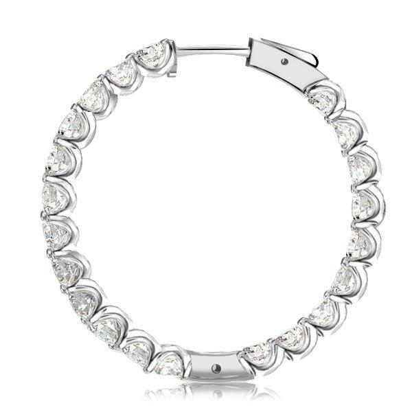 Emerald Cut Hoop Earrings for Women - Sterling Silver (925) - 21 CT. TW.