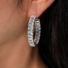 Emerald Cut Hoop Earrings for Women - Sterling Silver (925) - 21 CT. TW.