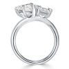 Sterling Silver Pear and Emerald Cut Twin Stone Engagement Ring (8.00 CTW)