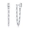 Baguette Cut Sterling Silver Drop Earrings - 2.30 CT. TW.