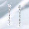 Baguette Cut Sterling Silver Drop Earrings - 2.30 CT. TW.